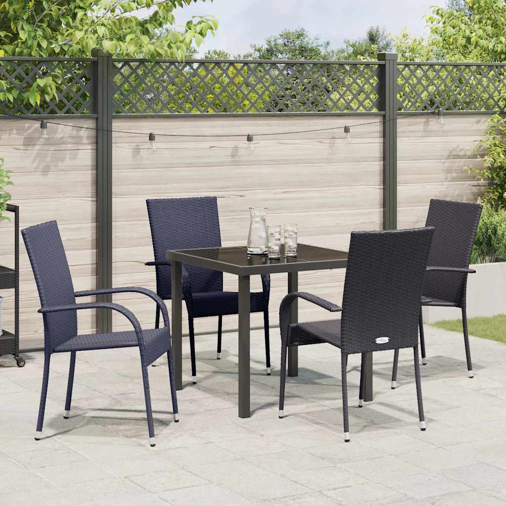 Garden Dining Set 5 pcs Black Poly rattan