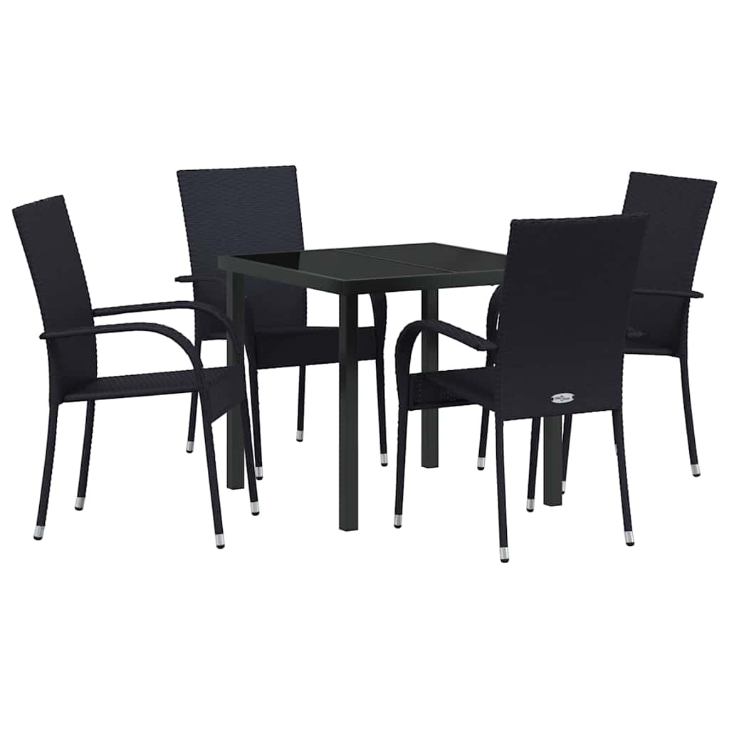 Garden Dining Set 5 pcs Black Poly rattan