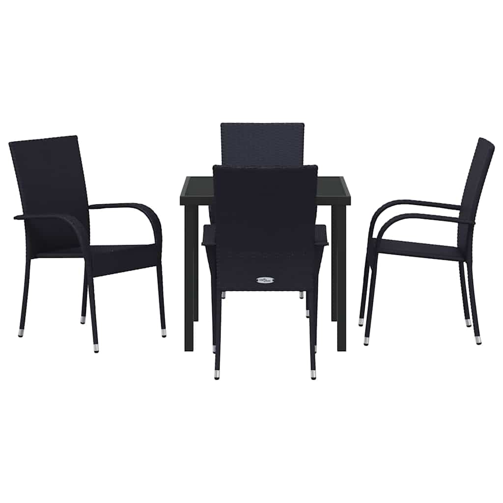 Garden Dining Set 5 pcs Black Poly rattan