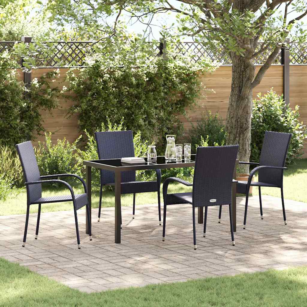 Garden Dining Set 5 pcs Black Poly rattan