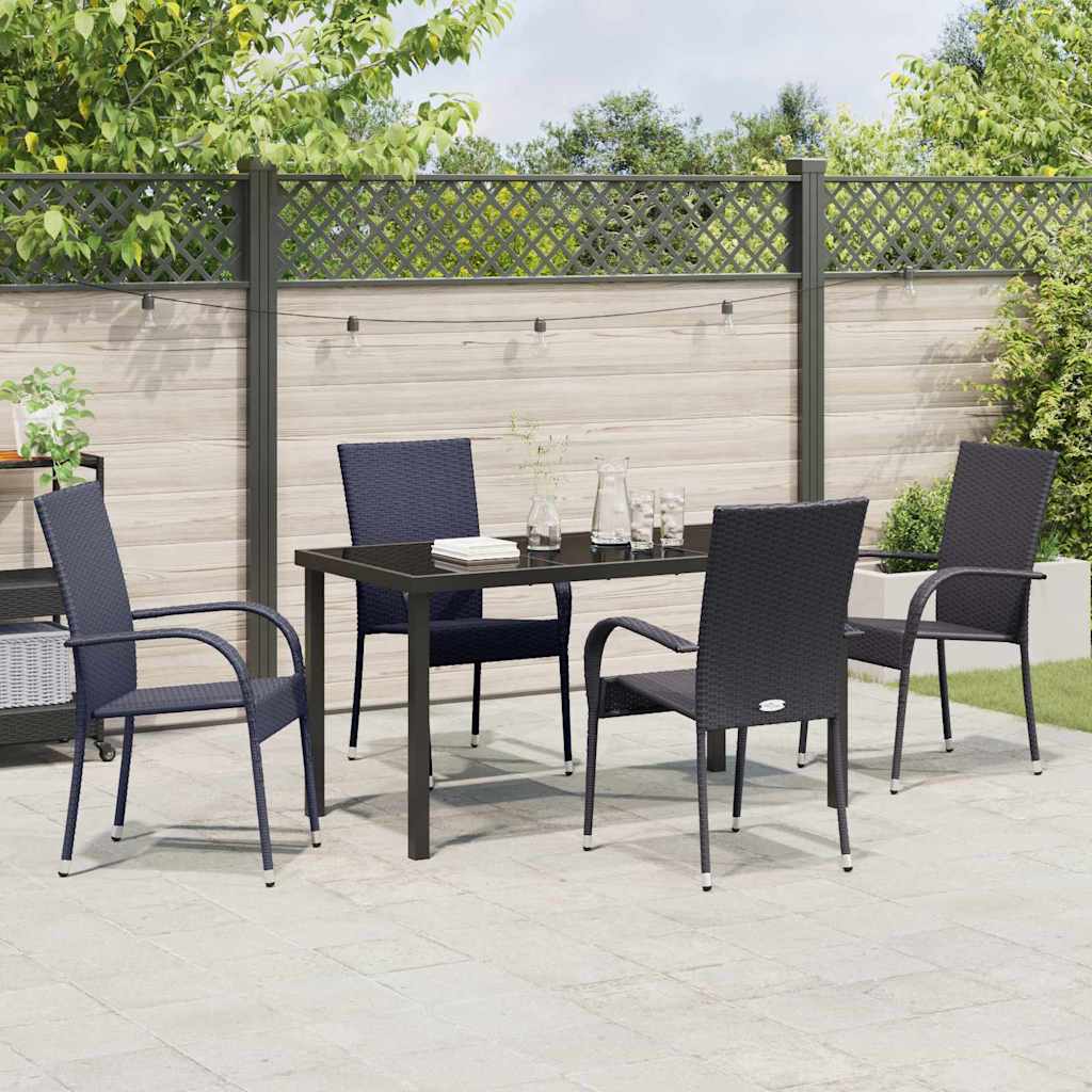 Garden Dining Set 5 pcs Black Poly rattan