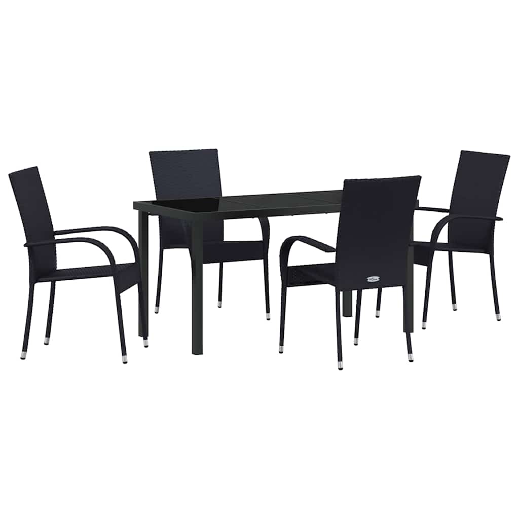 Garden Dining Set 5 pcs Black Poly rattan