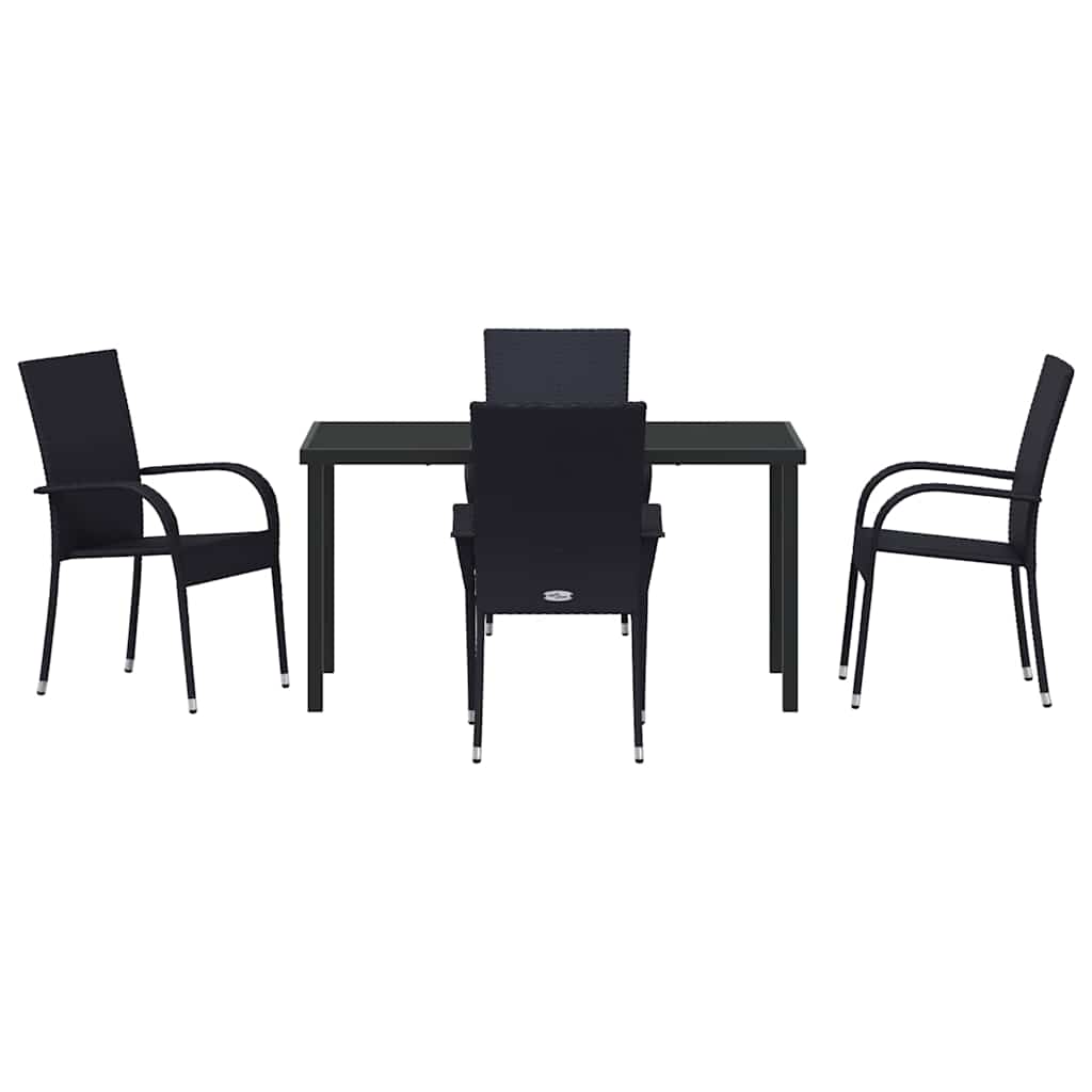 Garden Dining Set 5 pcs Black Poly rattan