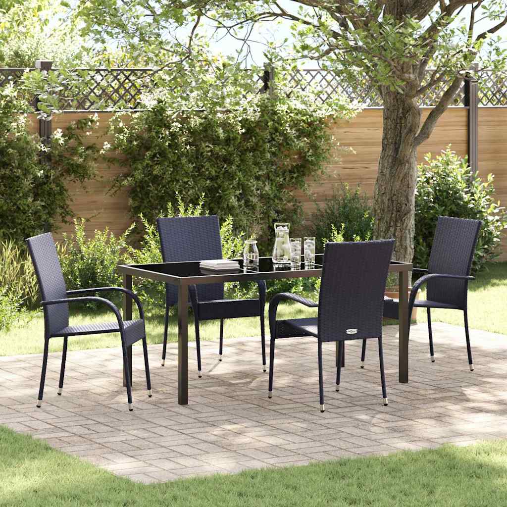 Garden Dining Set 5 pcs Black Poly rattan