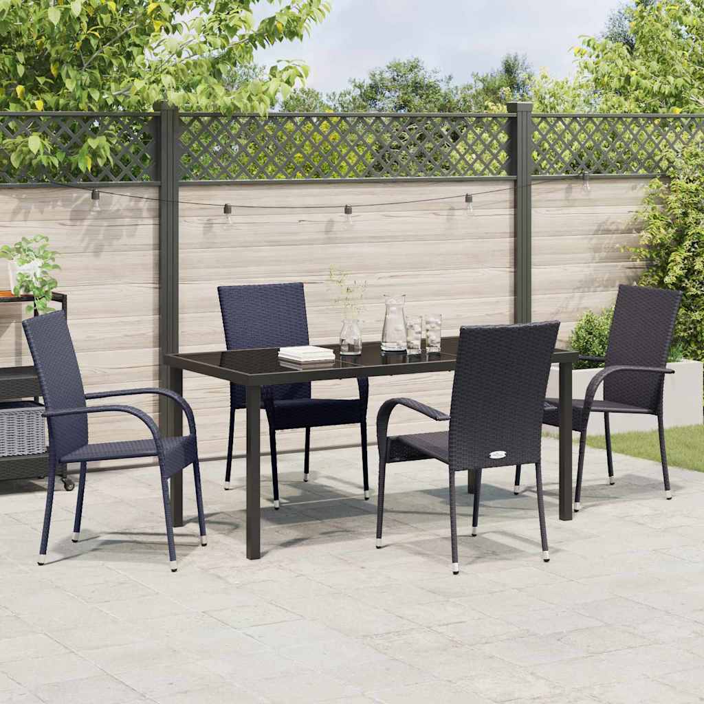 Garden Dining Set 5 pcs Black Poly rattan