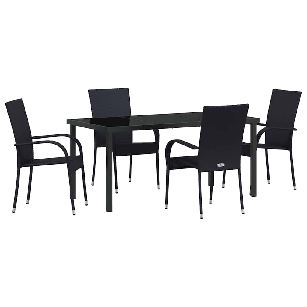 Garden Dining Set 5 pcs Black Poly rattan