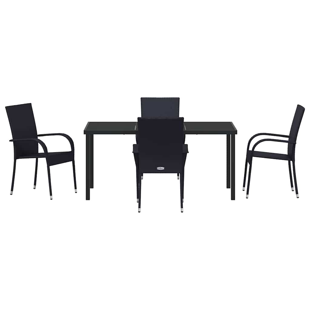 Garden Dining Set 5 pcs Black Poly rattan
