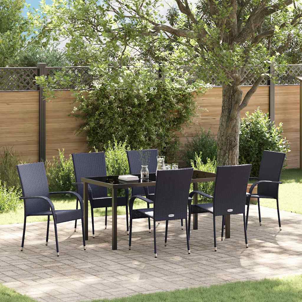 Garden Dining Set 7 pcs Black Poly rattan