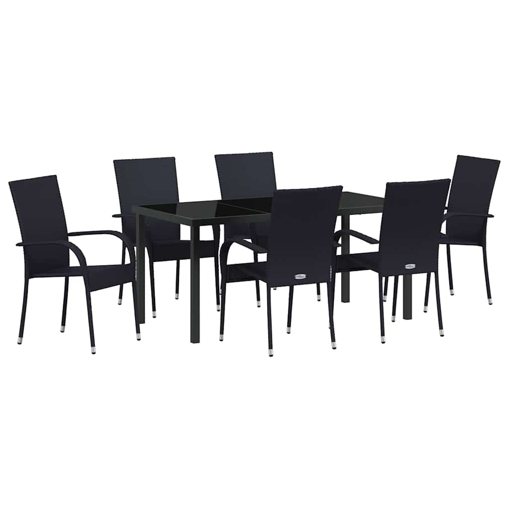 Garden Dining Set 7 pcs Black Poly rattan