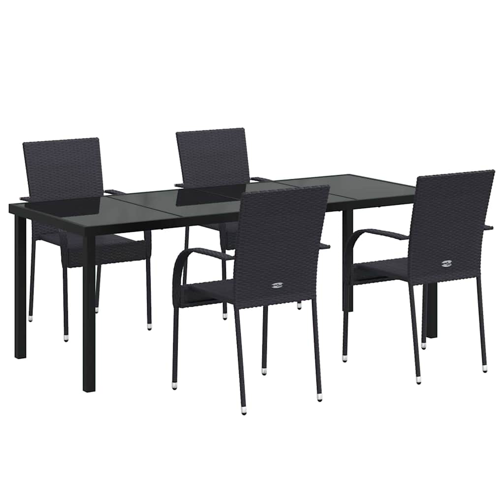 Garden Dining Set 5 pcs Black Powder-Coated Steel