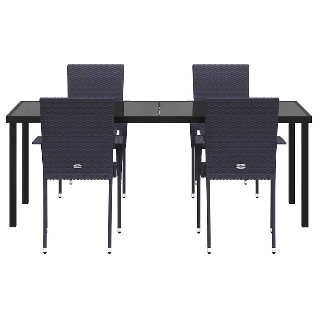 Garden Dining Set 5 pcs Black Powder-Coated Steel