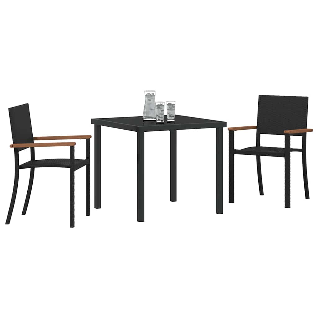 Garden Dining Set 3 pcs Black Poly rattan