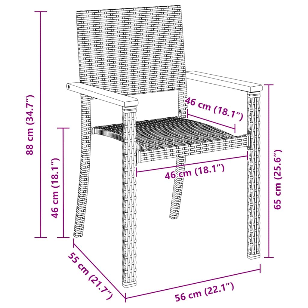 Garden Dining Set 3 pcs Black Poly rattan