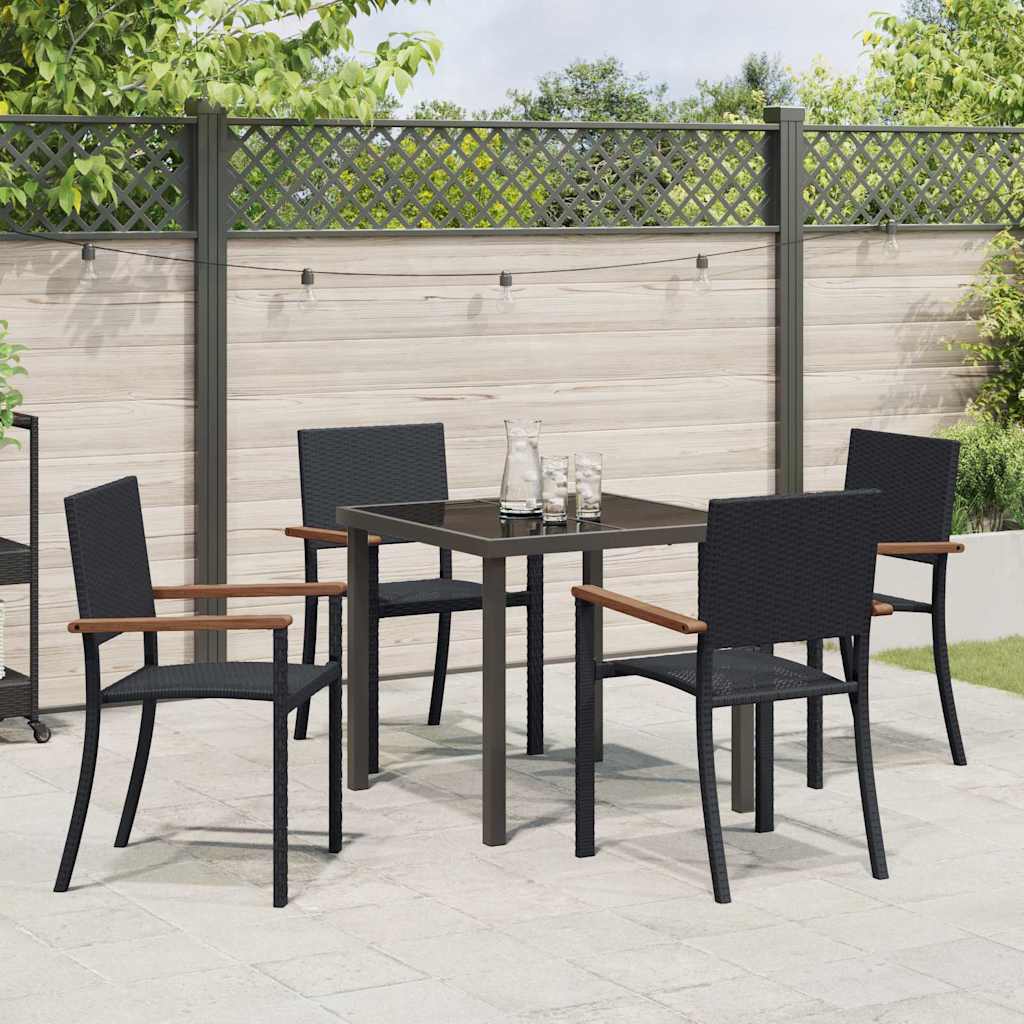 Garden Dining Set 5 pcs Black Poly rattan