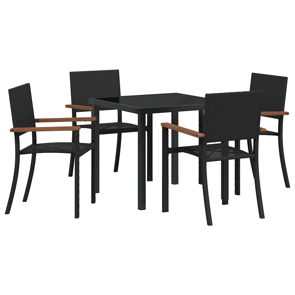 Garden Dining Set 5 pcs Black Poly rattan