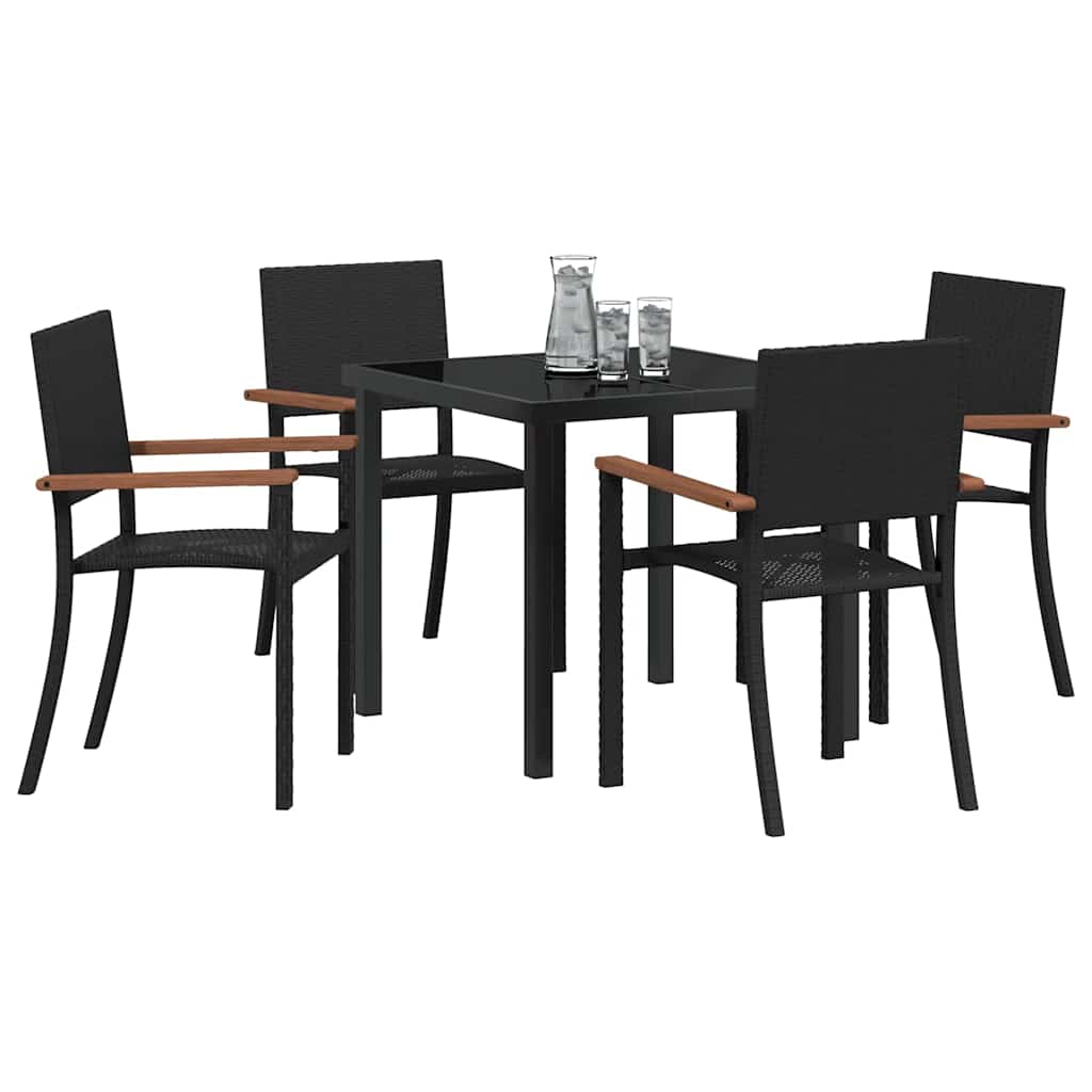 Garden Dining Set 5 pcs Black Poly rattan