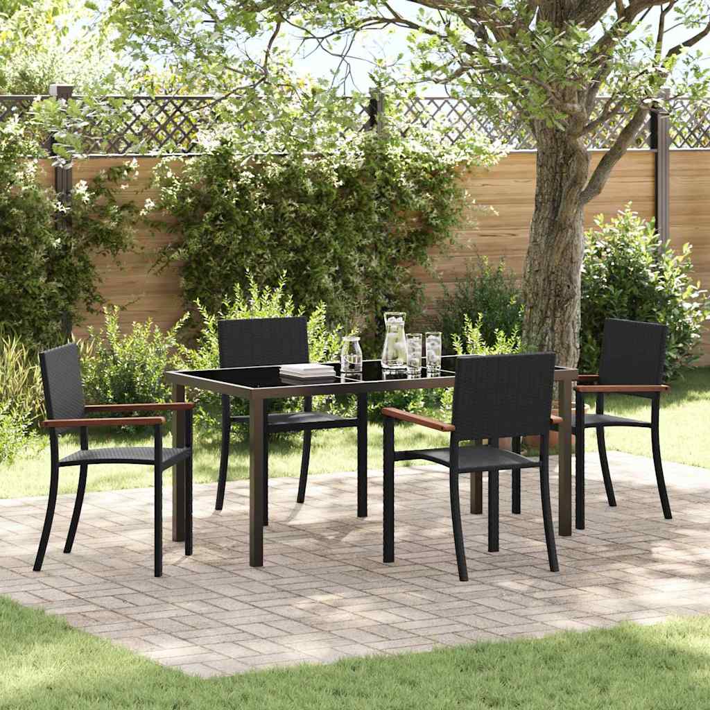 Garden Dining Set 5 pcs Black Poly rattan