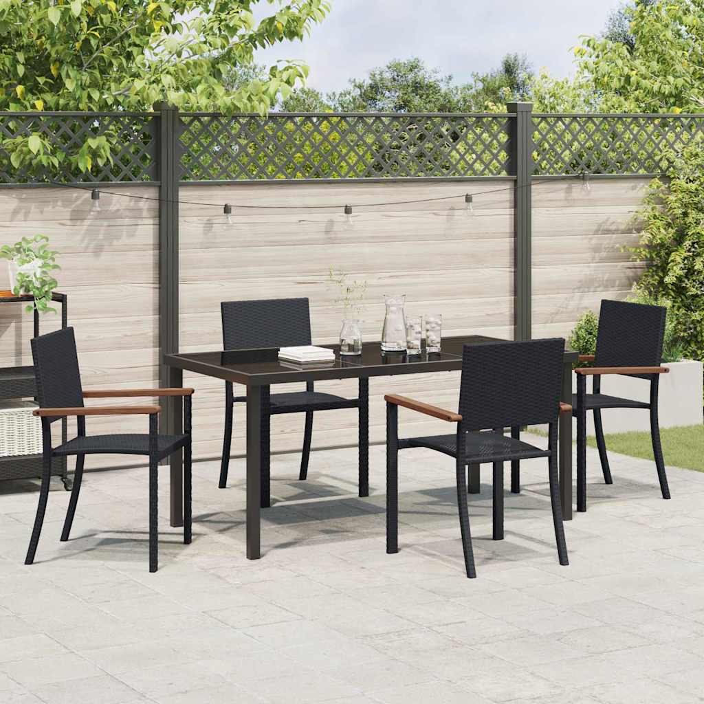 Garden Dining Set 5 pcs Black Poly rattan