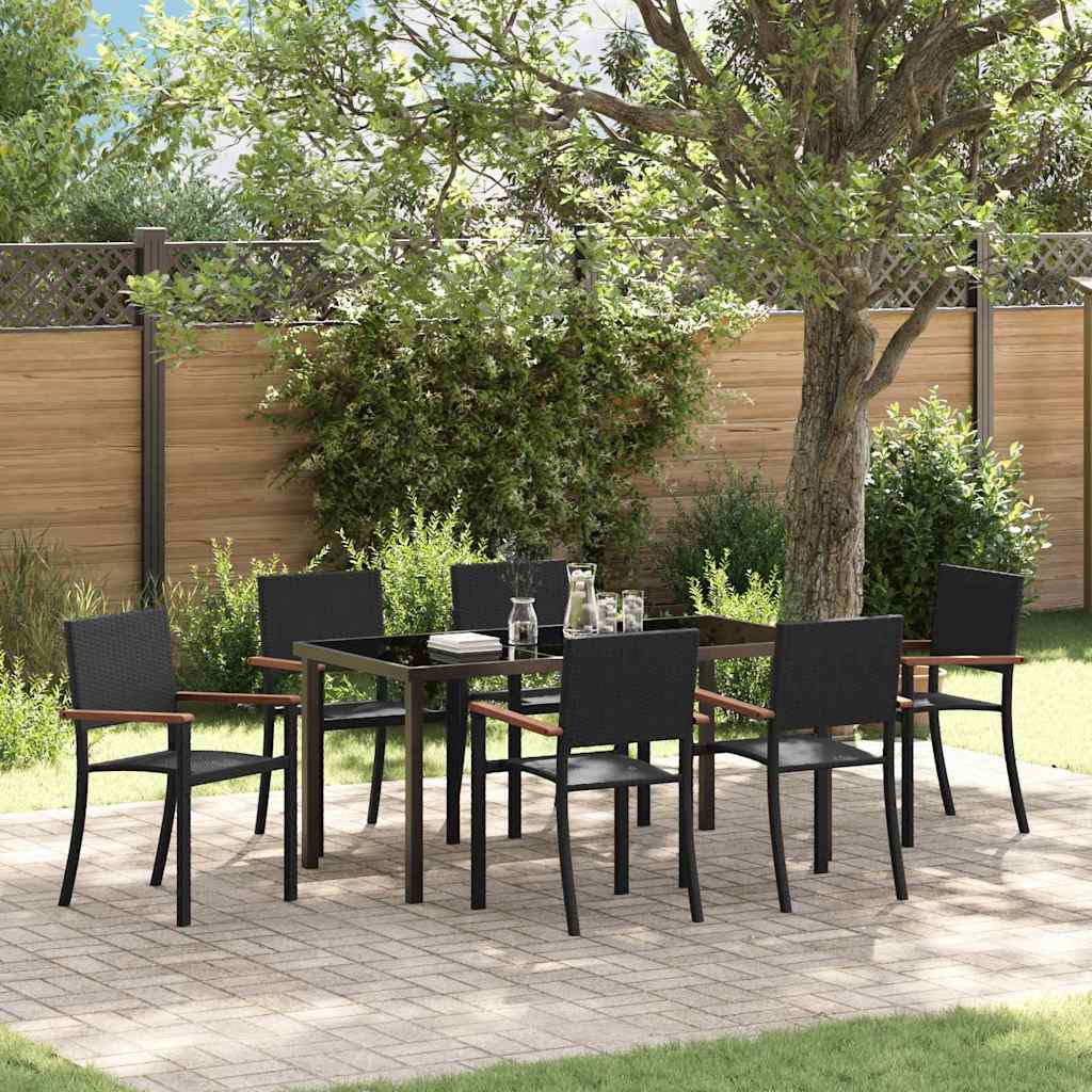 Garden Dining Set 7 pcs Black Poly rattan