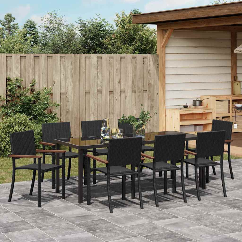 Garden Dining Set 9 pcs Black Powder-Coated Steel