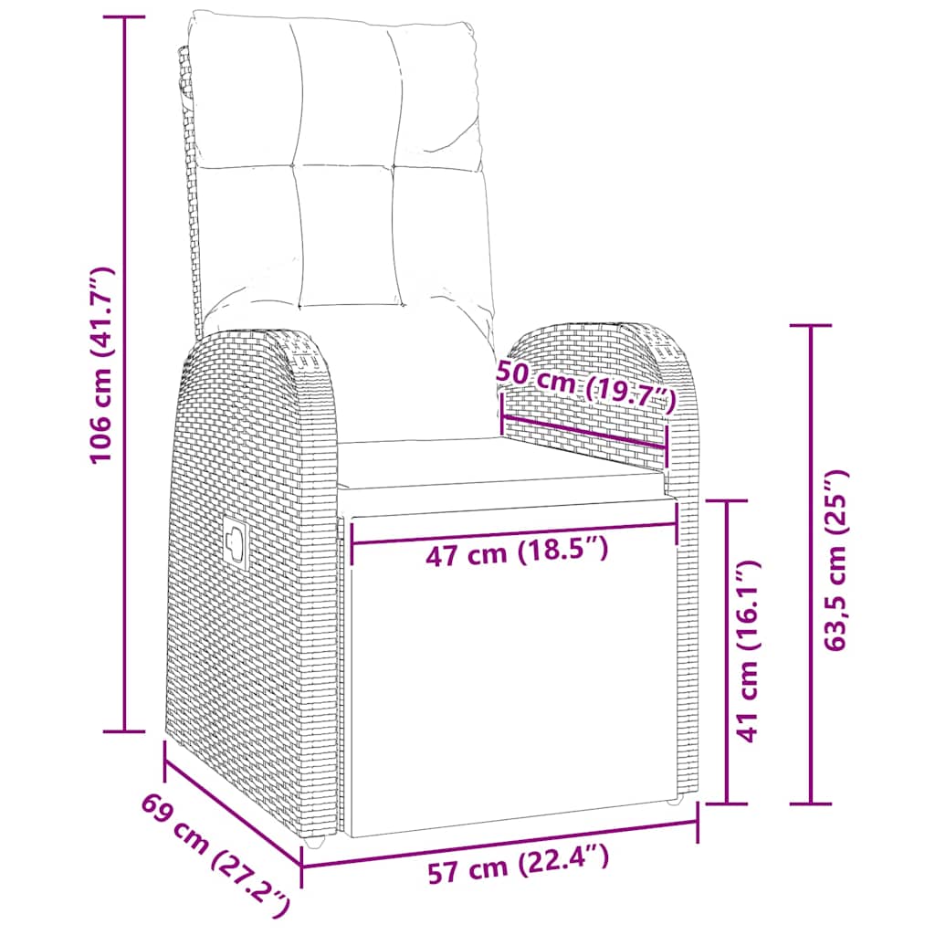 Garden Dining Set with Cushion 7 pcs Black Poly Rattan