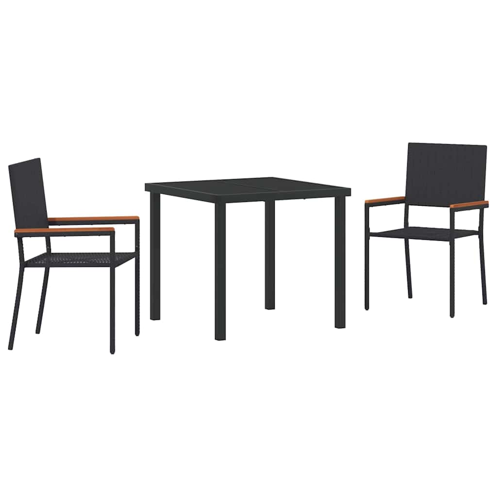 Garden Dining Set 3 pcs Black Poly rattan