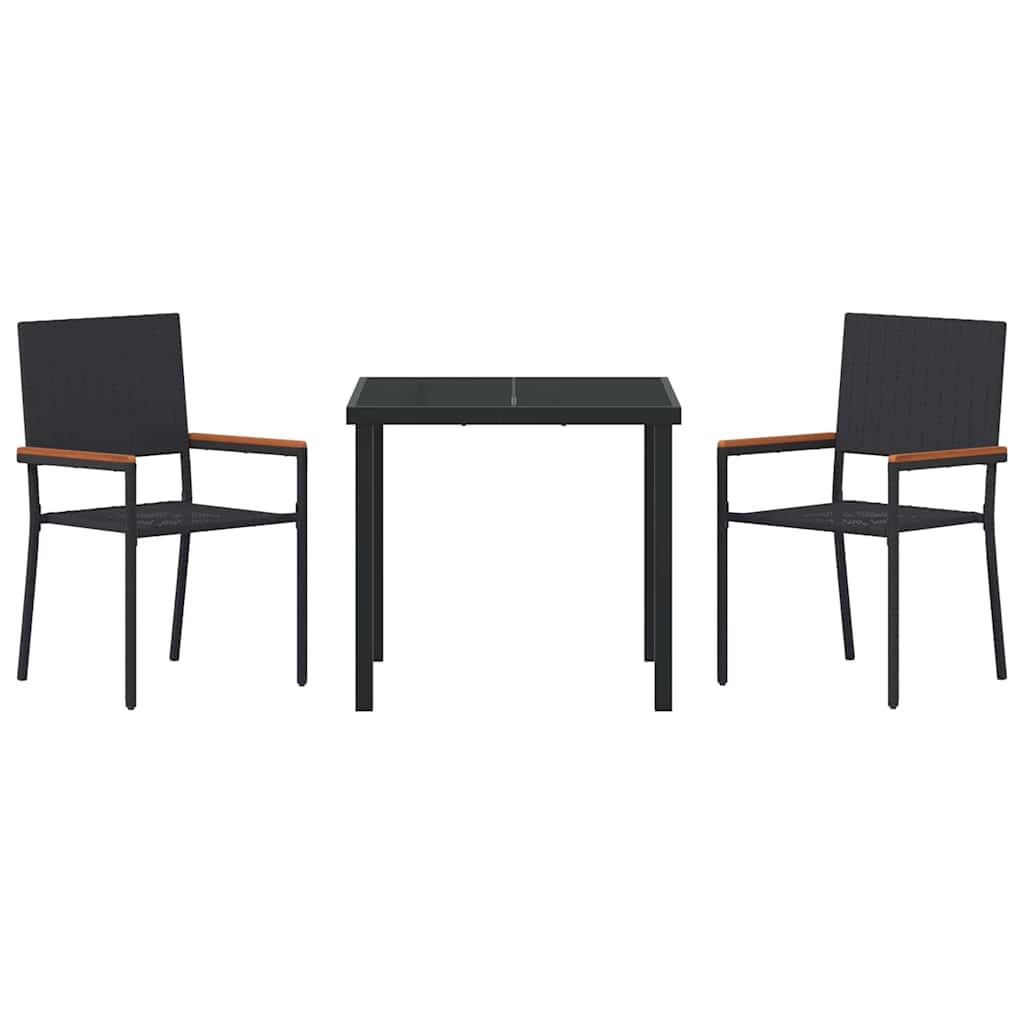 Garden Dining Set 3 pcs Black Poly rattan
