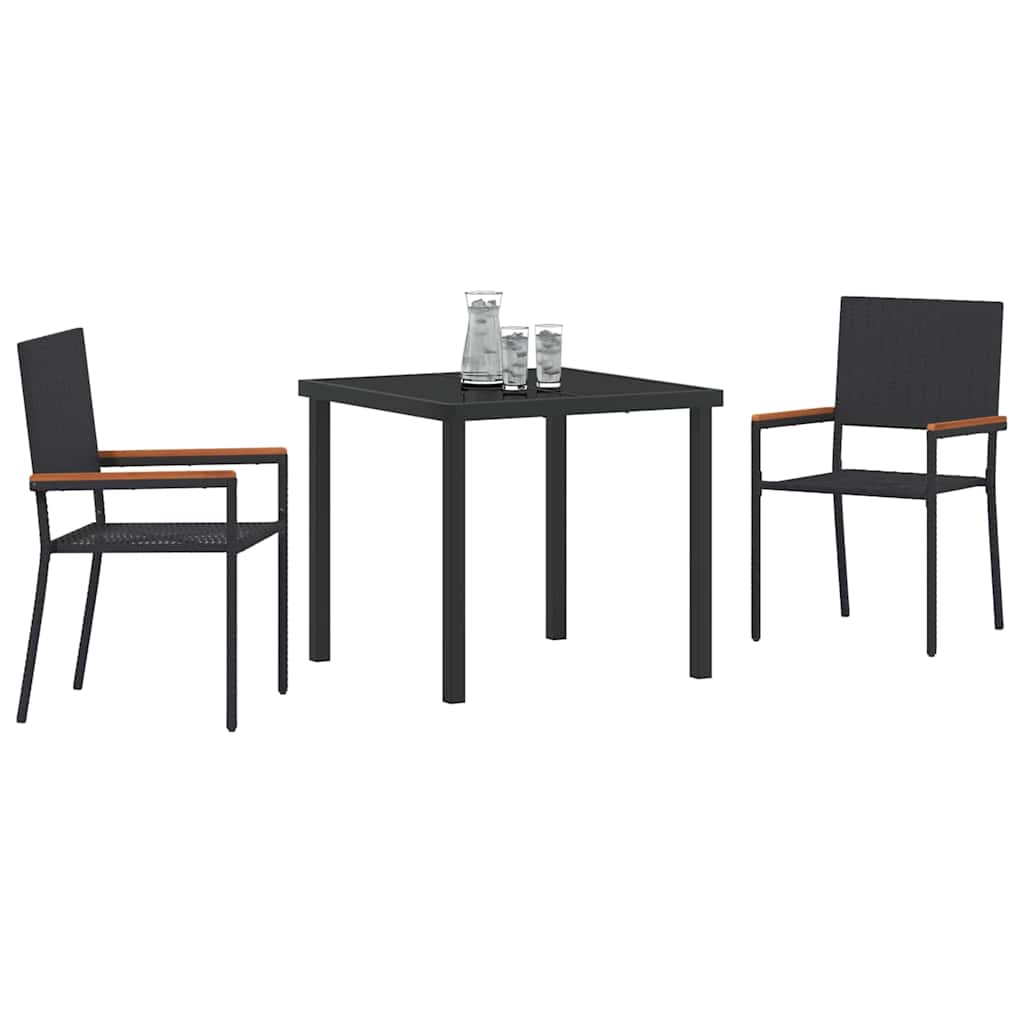 Garden Dining Set 3 pcs Black Poly rattan