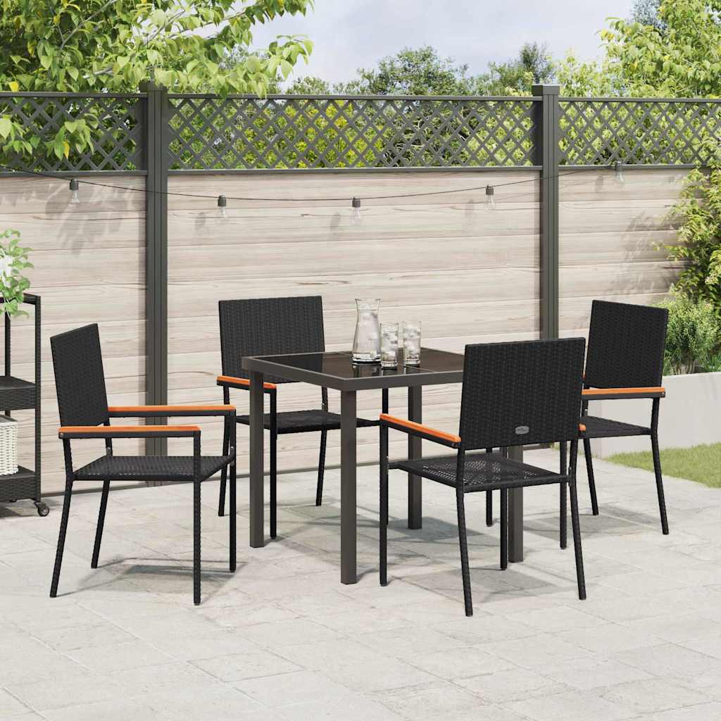 Garden Dining Set 5 pcs Black Poly rattan