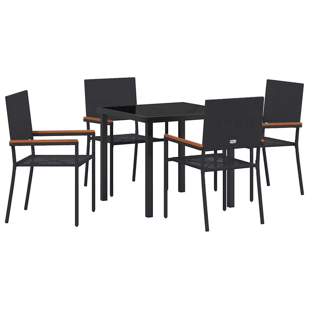 Garden Dining Set 5 pcs Black Poly rattan