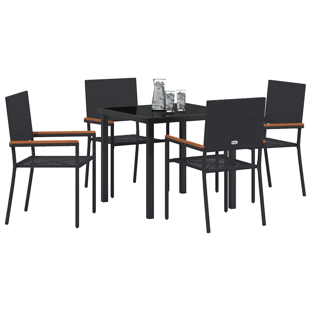 Garden Dining Set 5 pcs Black Poly rattan