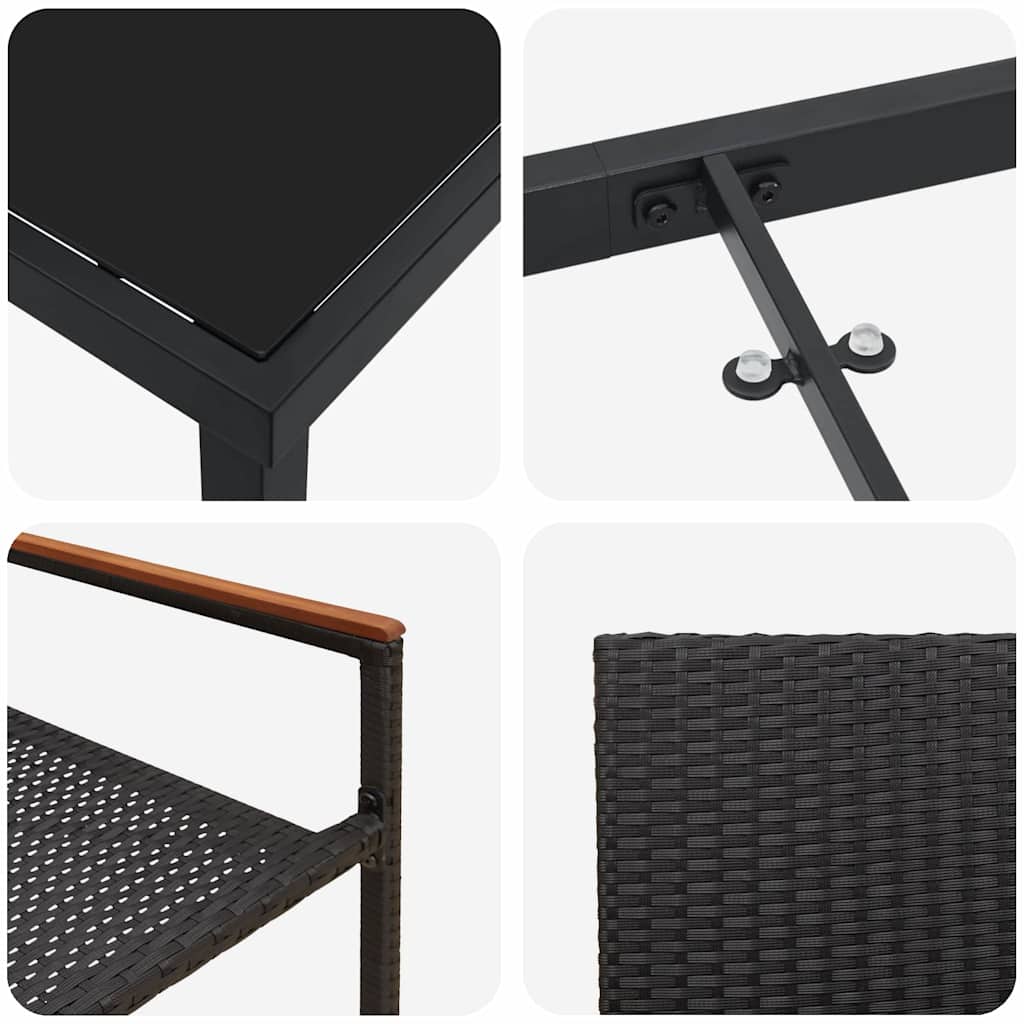 Garden Dining Set 5 pcs Black Poly rattan