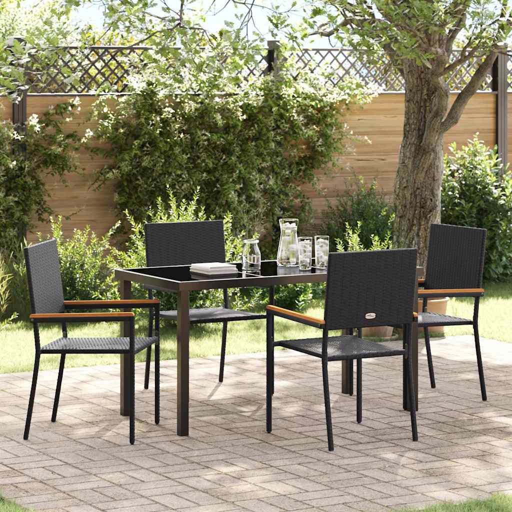 Garden Dining Set 5 pcs Black Poly rattan