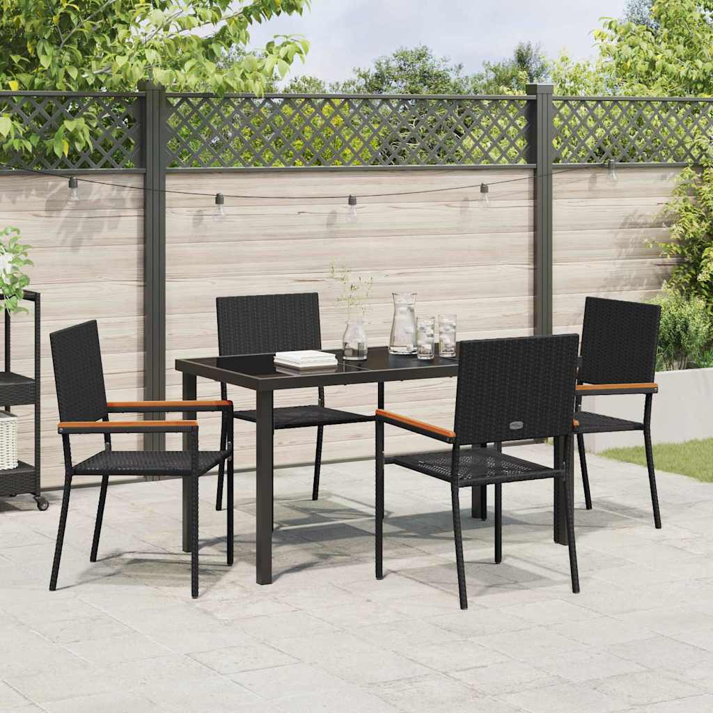 Garden Dining Set 5 pcs Black Poly rattan