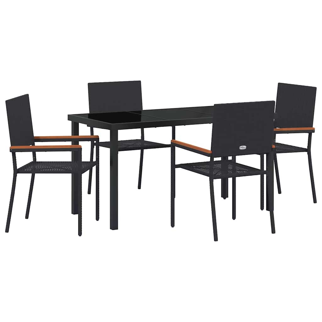 Garden Dining Set 5 pcs Black Poly rattan