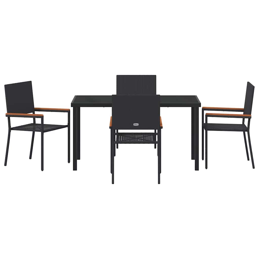 Garden Dining Set 5 pcs Black Poly rattan