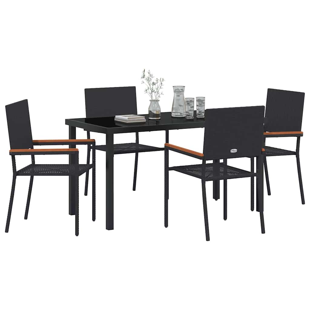Garden Dining Set 5 pcs Black Poly rattan