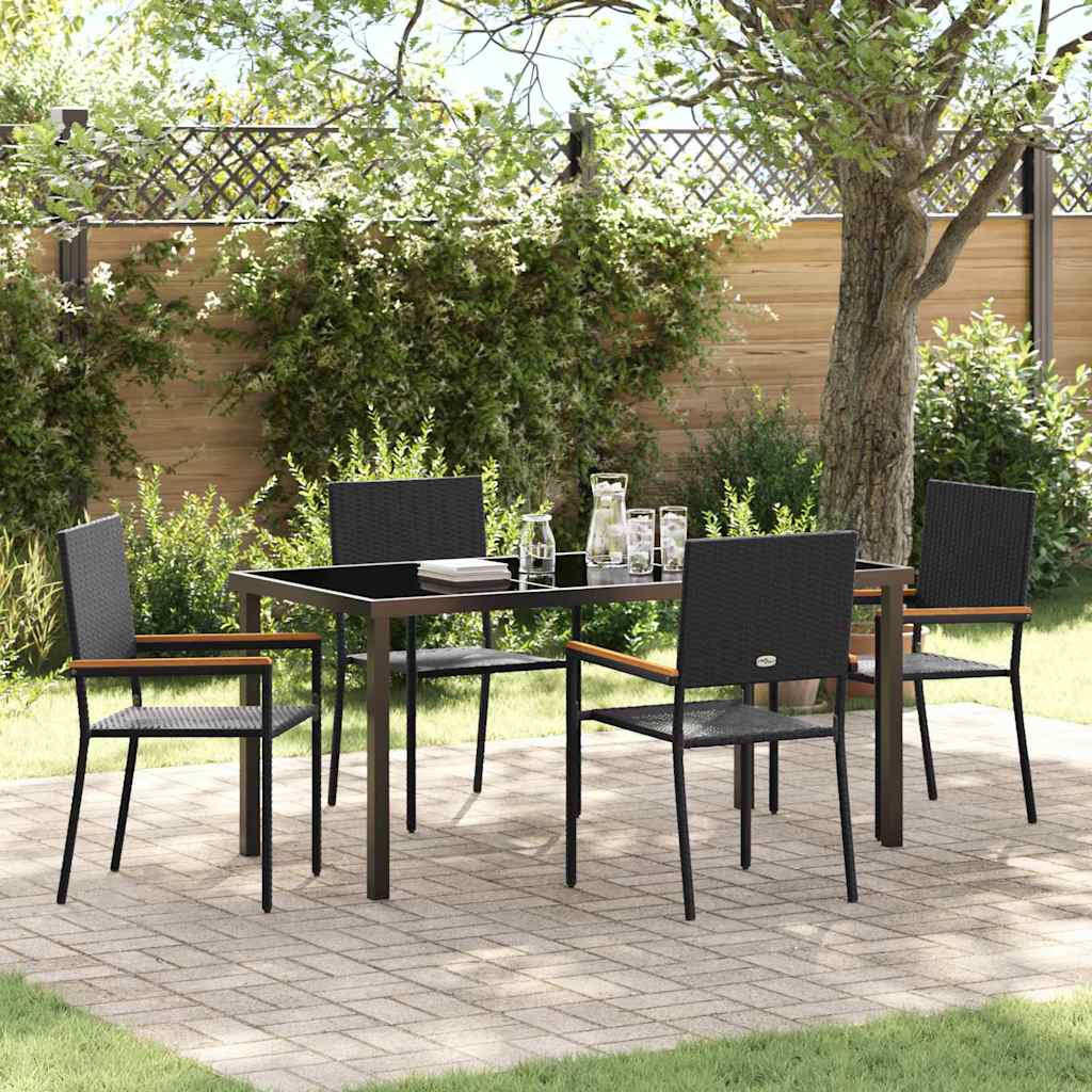 Garden Dining Set 5 pcs Black Poly rattan