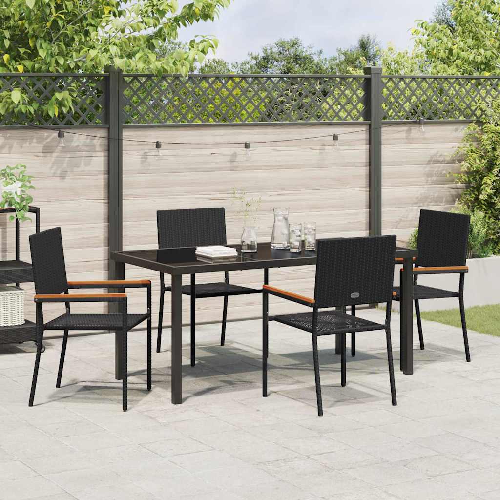 Garden Dining Set 5 pcs Black Poly rattan