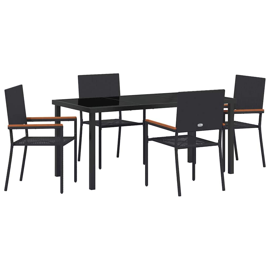 Garden Dining Set 5 pcs Black Poly rattan