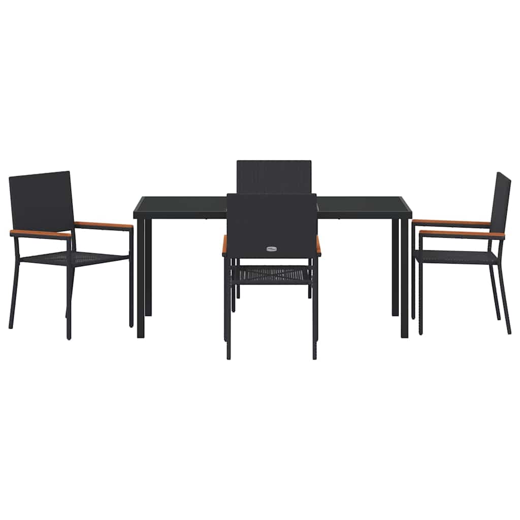 Garden Dining Set 5 pcs Black Poly rattan