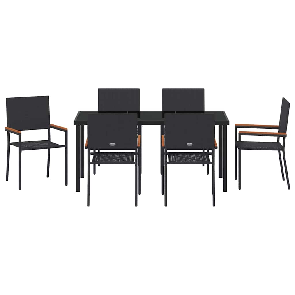 Garden Dining Set 7 pcs Black Poly rattan