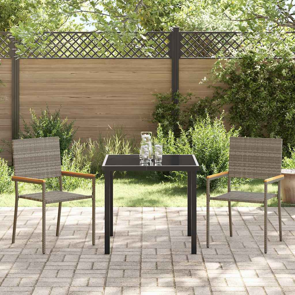 Garden Dining Set 3 pcs Grey Poly rattan