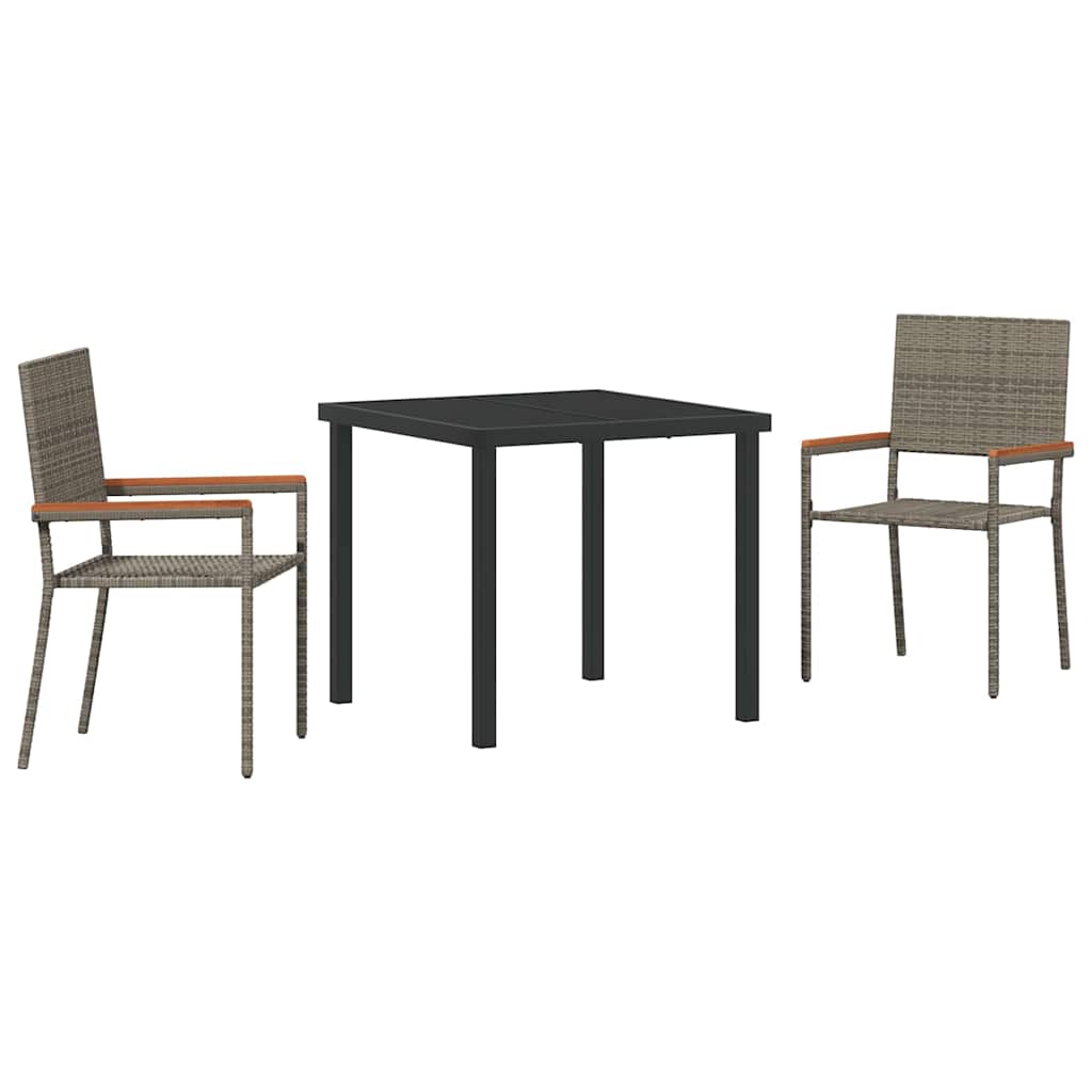 Garden Dining Set 3 pcs Grey Poly rattan