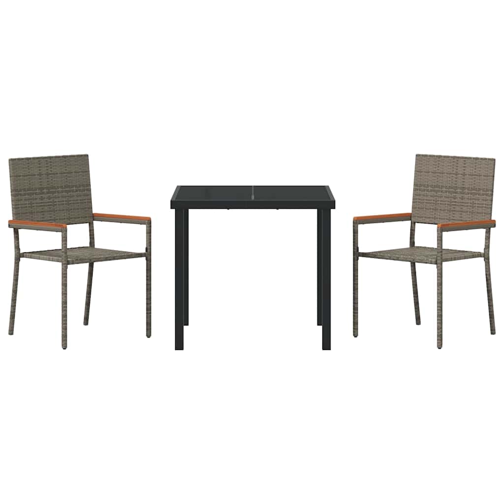 Garden Dining Set 3 pcs Grey Poly rattan