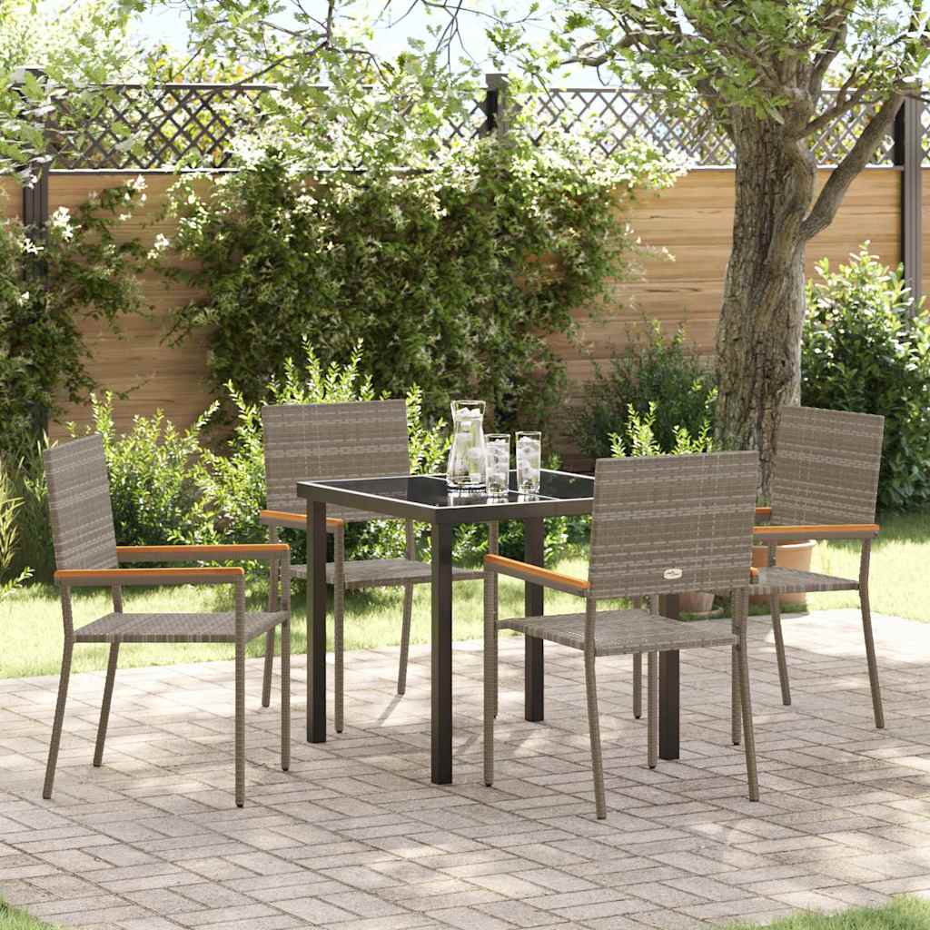 Garden Dining Set 5 pcs Grey Poly rattan