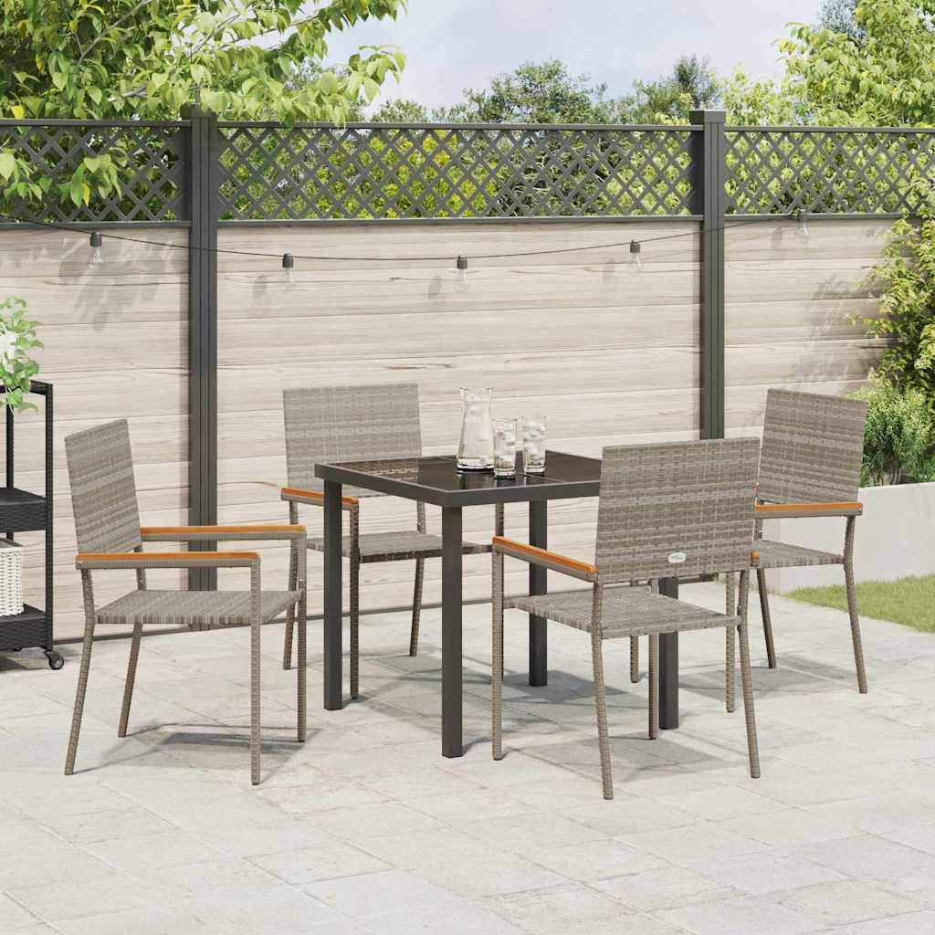 Garden Dining Set 5 pcs Grey Poly rattan