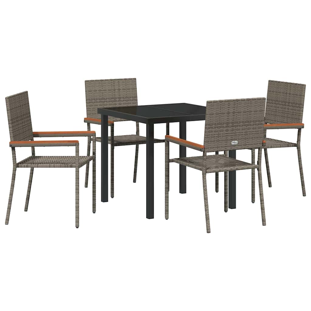 Garden Dining Set 5 pcs Grey Poly rattan