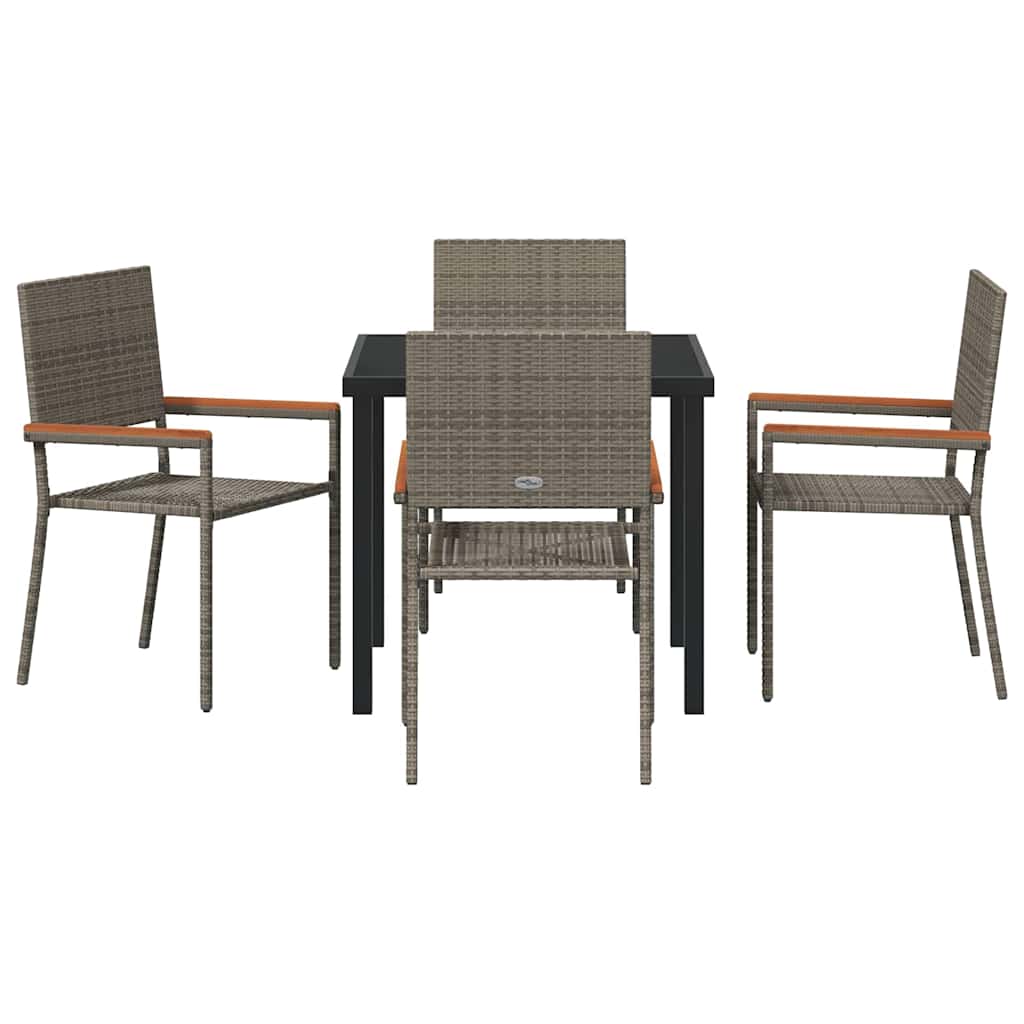 Garden Dining Set 5 pcs Grey Poly rattan