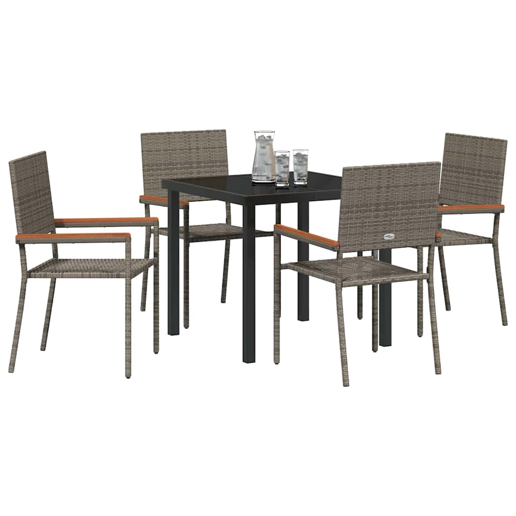 Garden Dining Set 5 pcs Grey Poly rattan